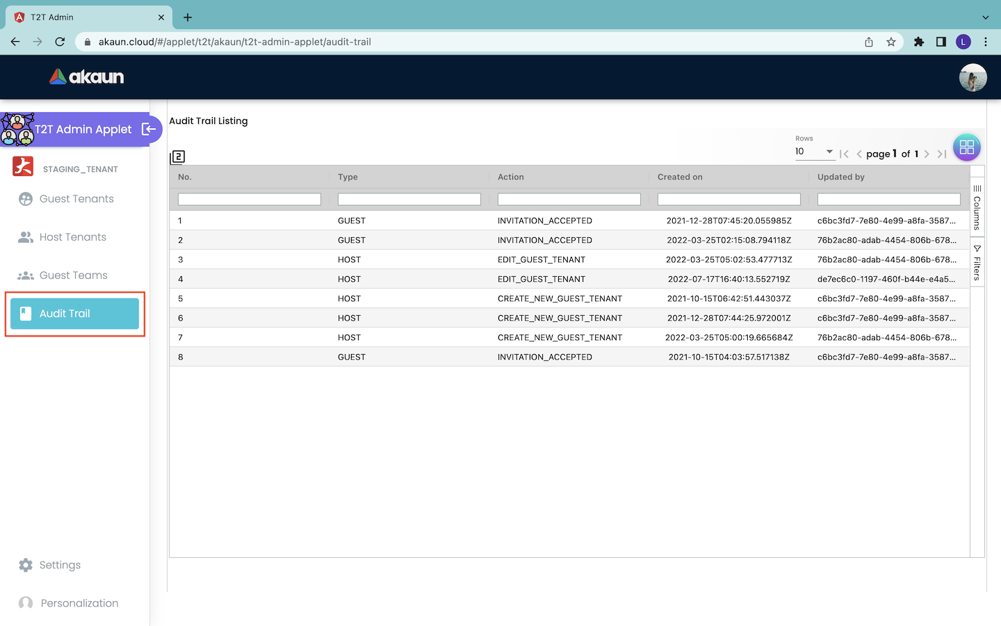 Audit Trail Listing