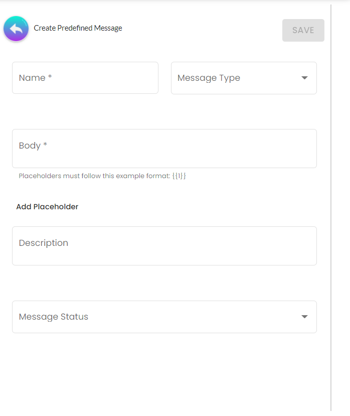 config predefined msg create