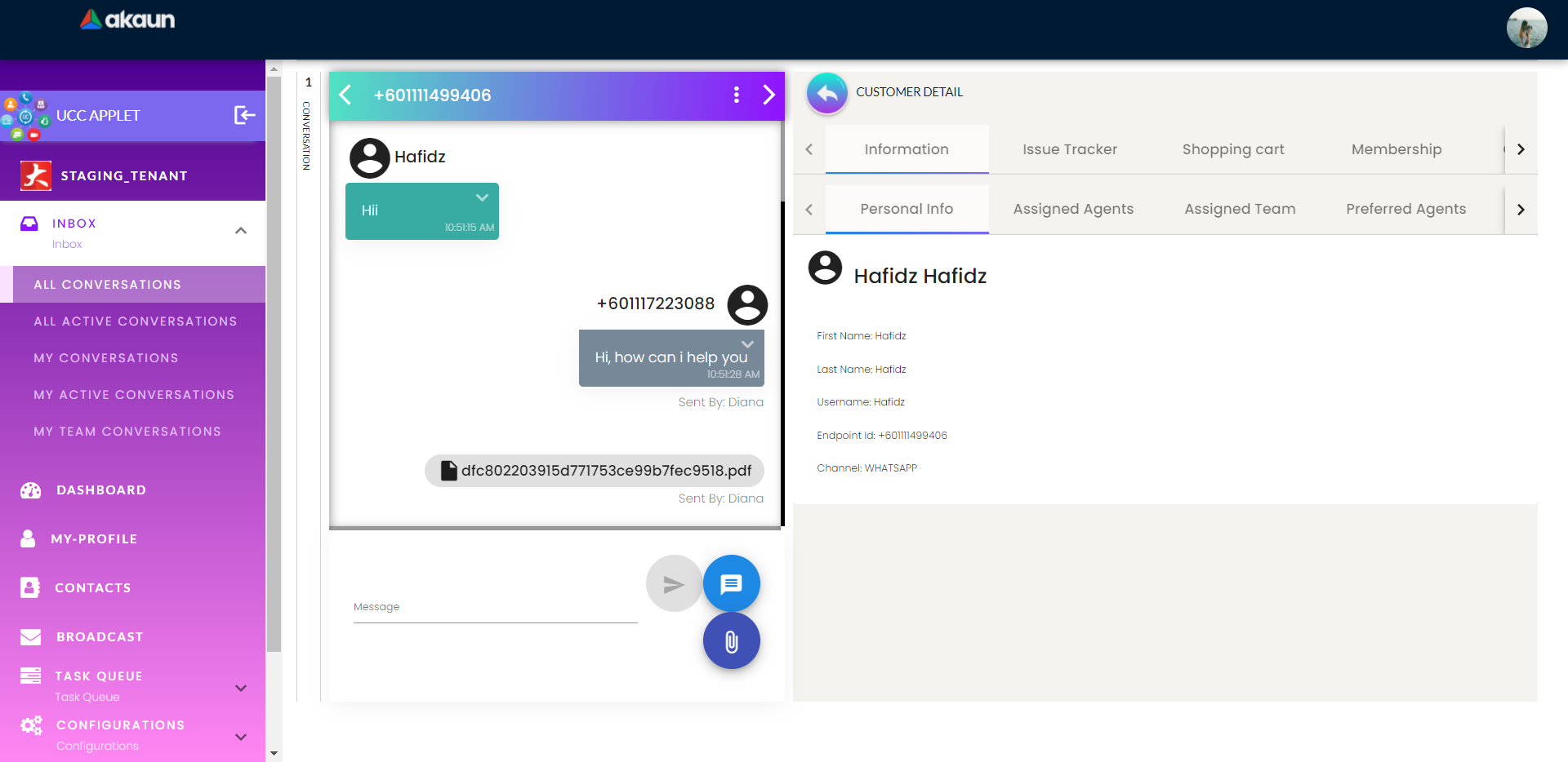 inbox cutomer details
