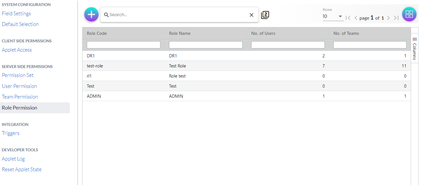 settings server permission role list