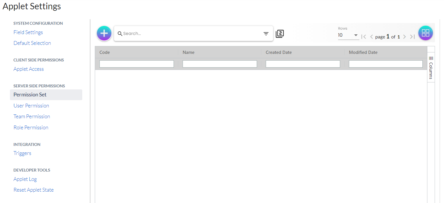 settings server permission set list