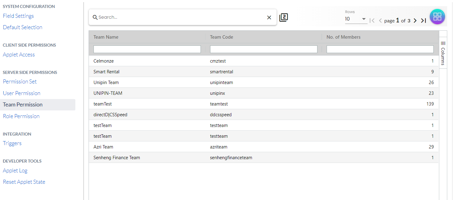 settings server permission team