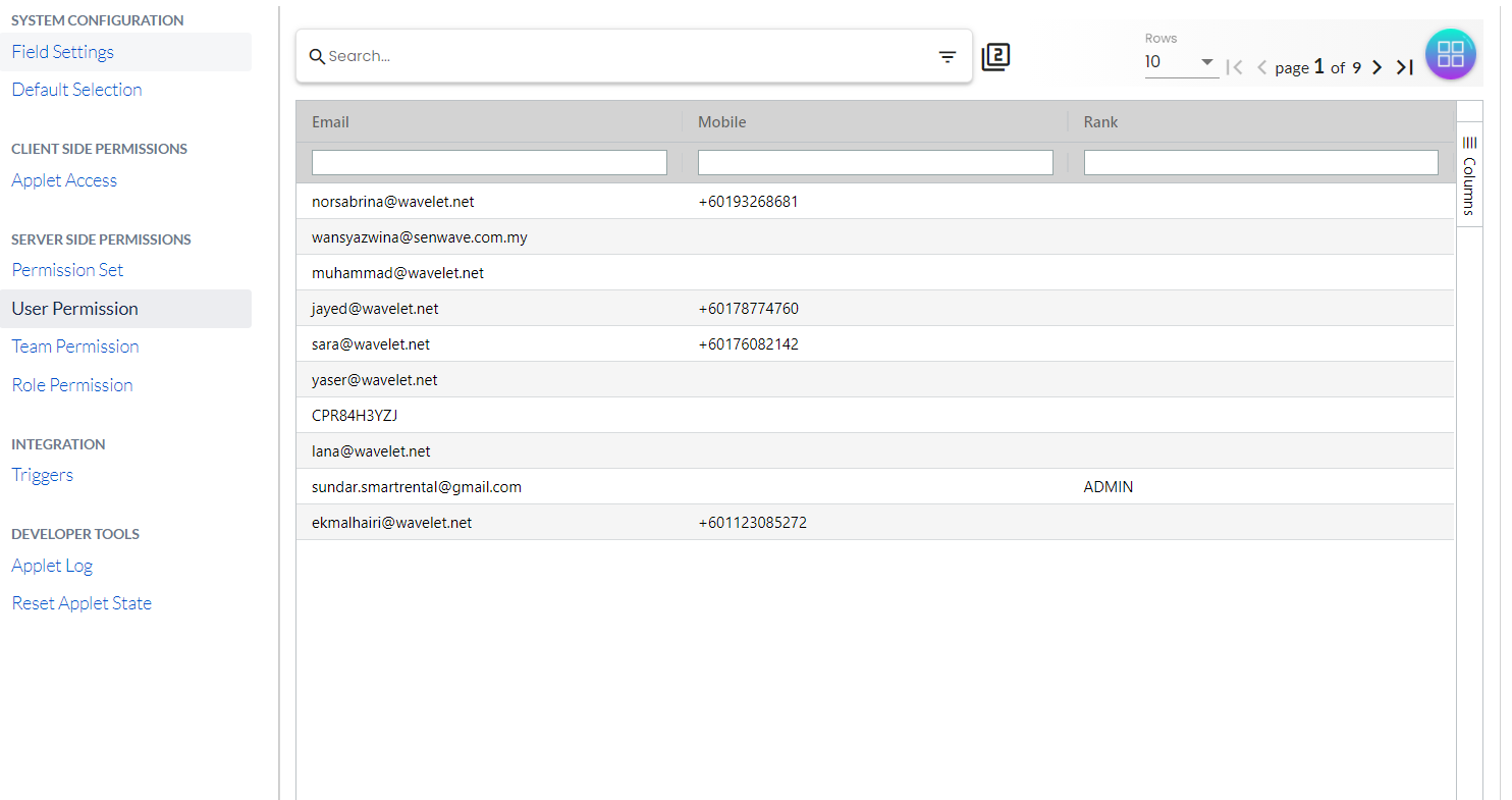 settings server permission user