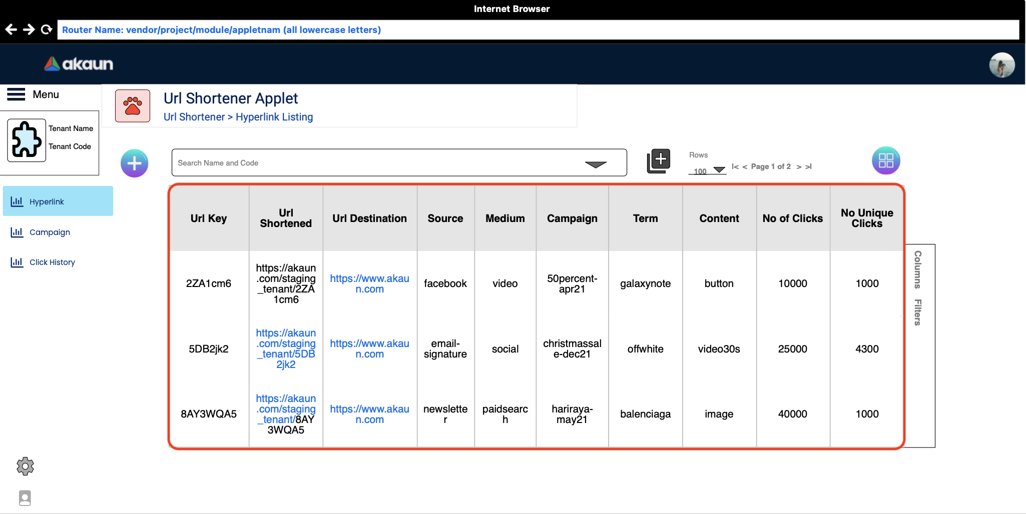 Hyperlink Listing