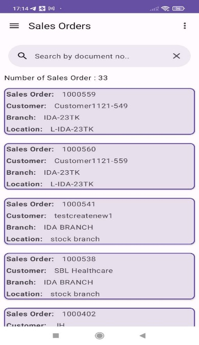 Sales Order Listings