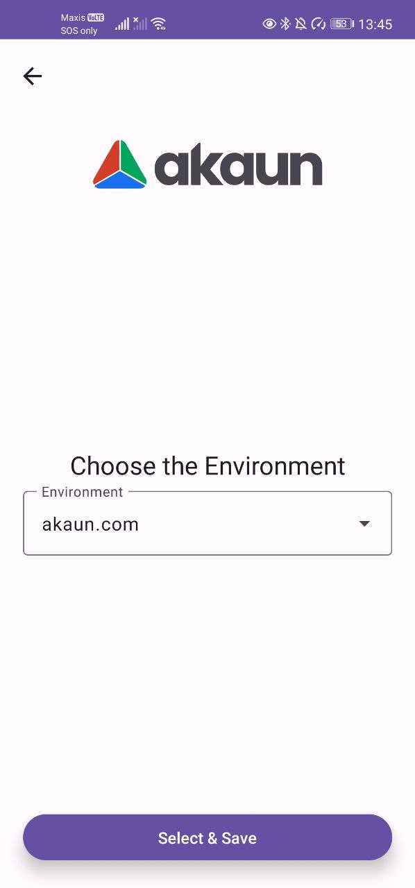 Environment selection screen