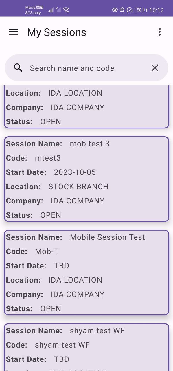 My Sessions Screen