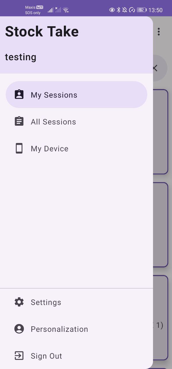 Main sections of the app