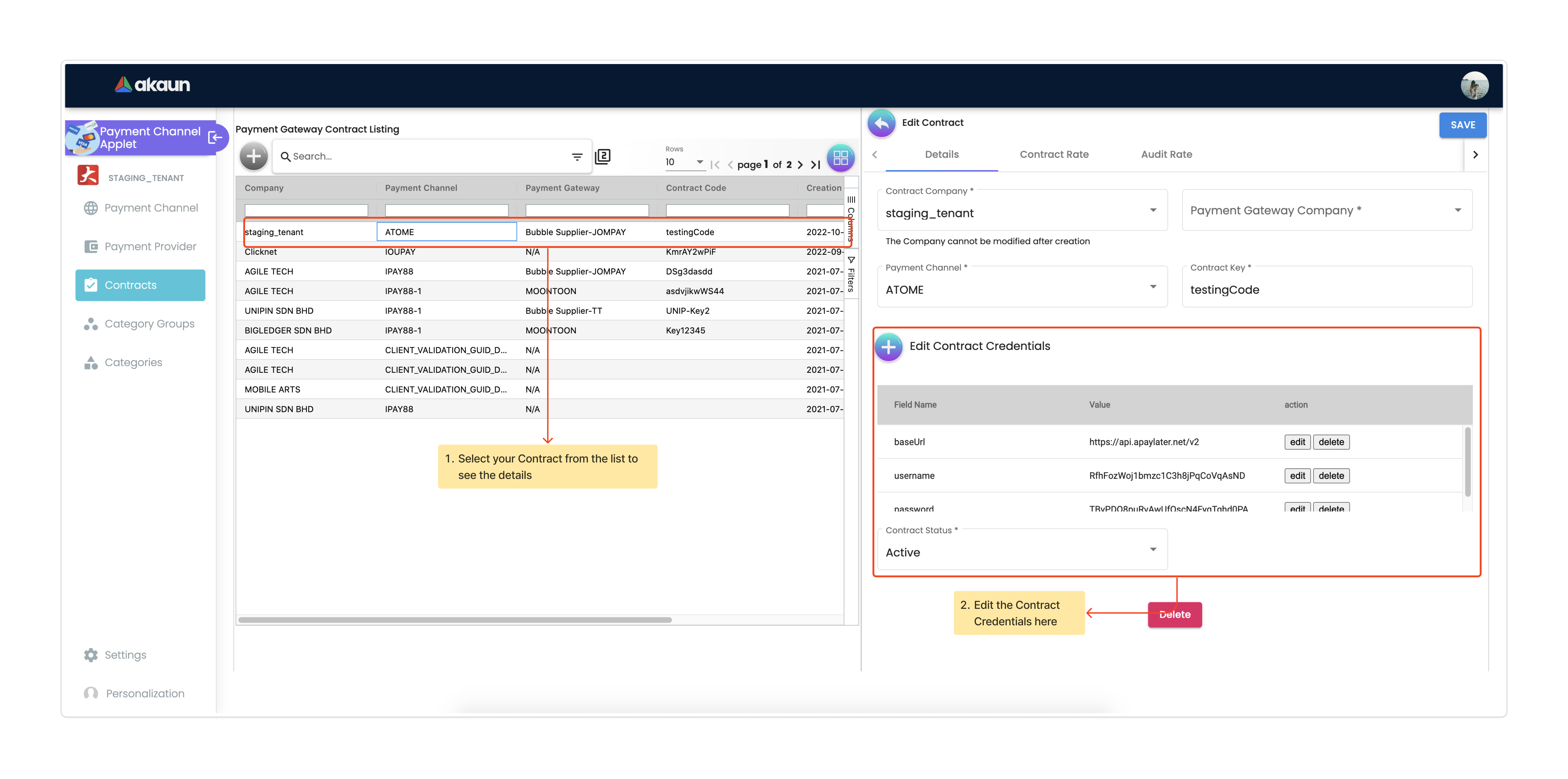 06 Payment Channel Applet Edit Contact Credentials