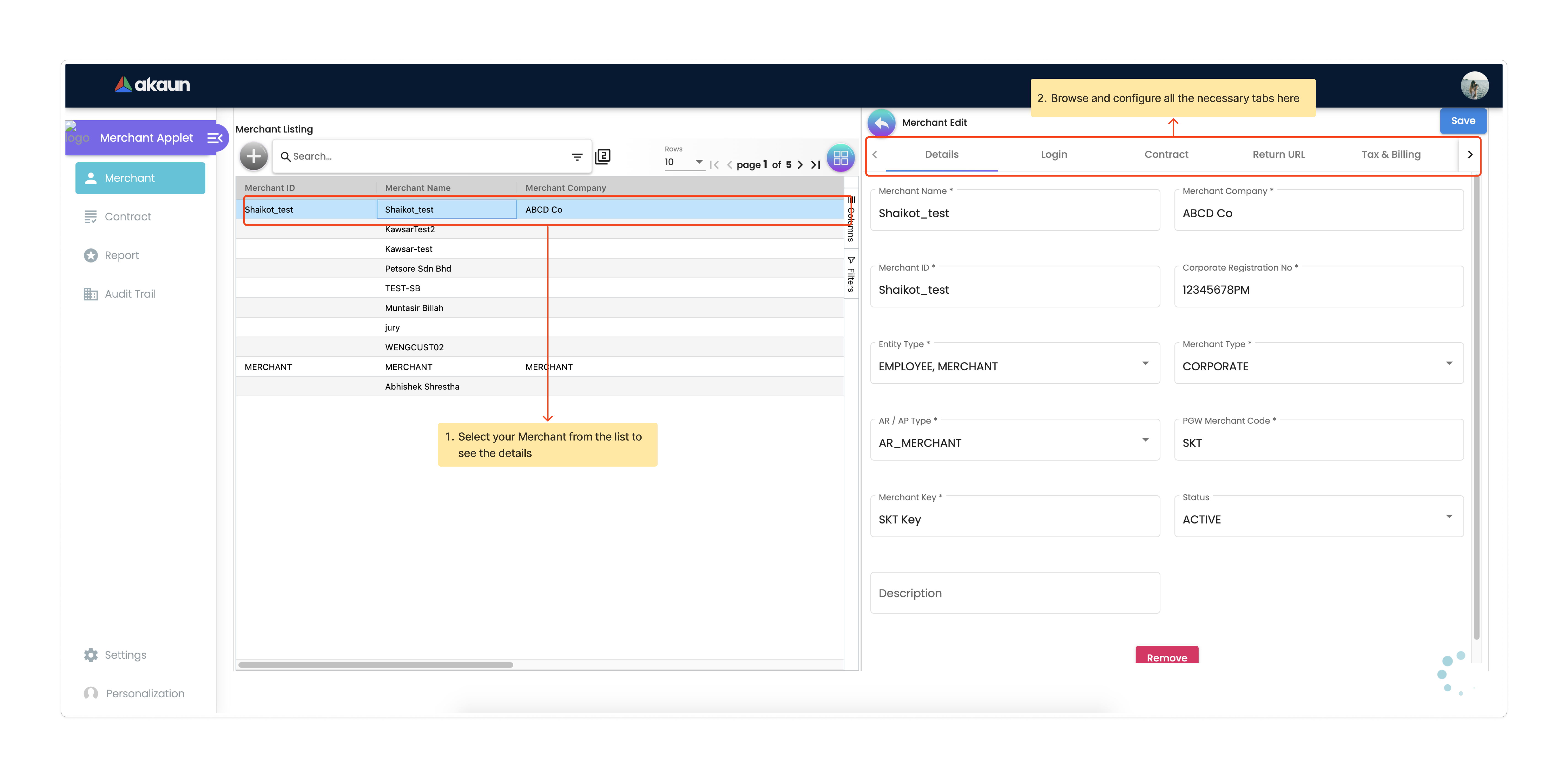 09 Merchant Admin Applet Merchant Details