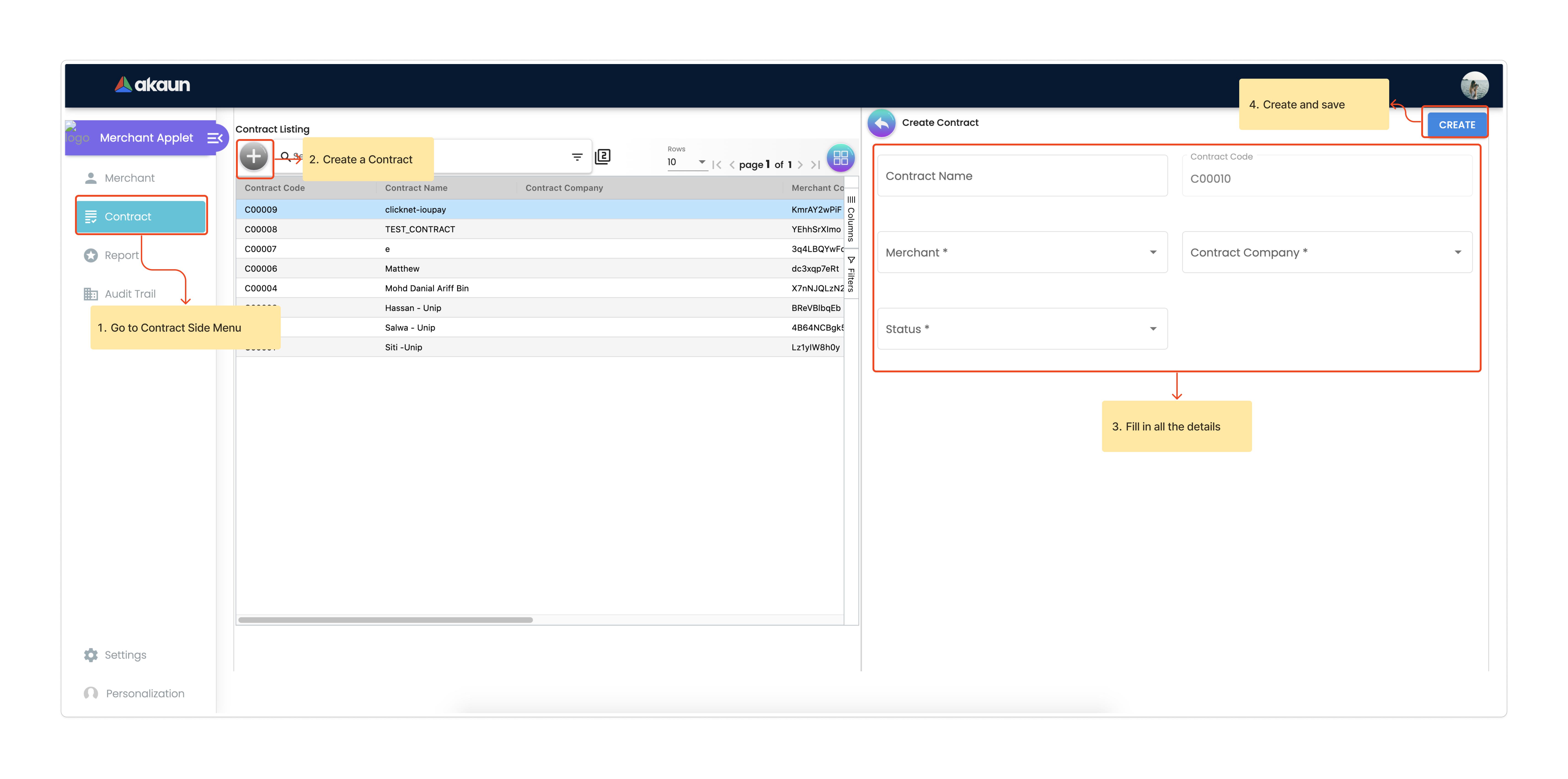 10 Merchant Admin Applet Creating Contract