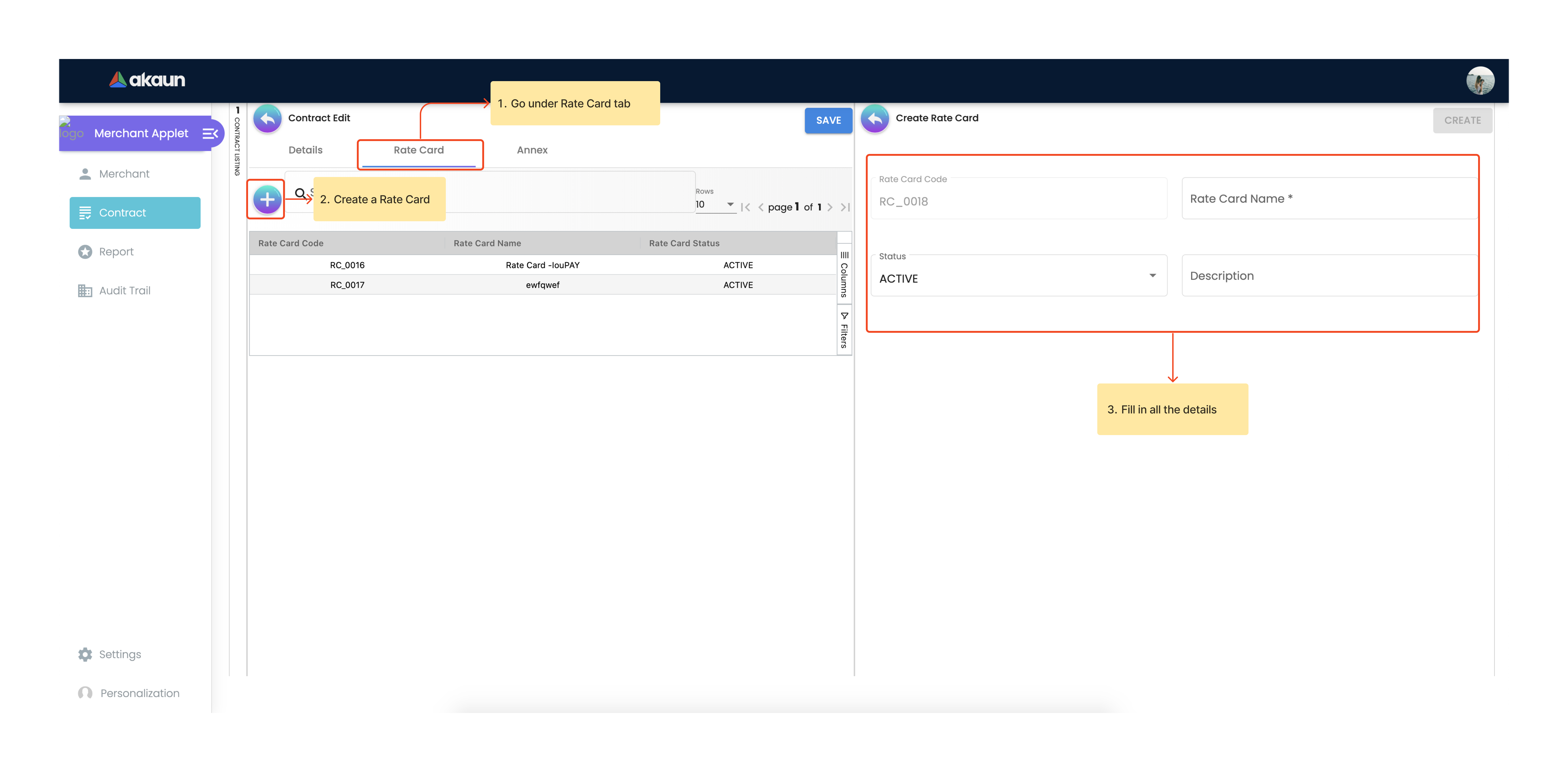 12 Merchant Admin Applet Creating Rate Card