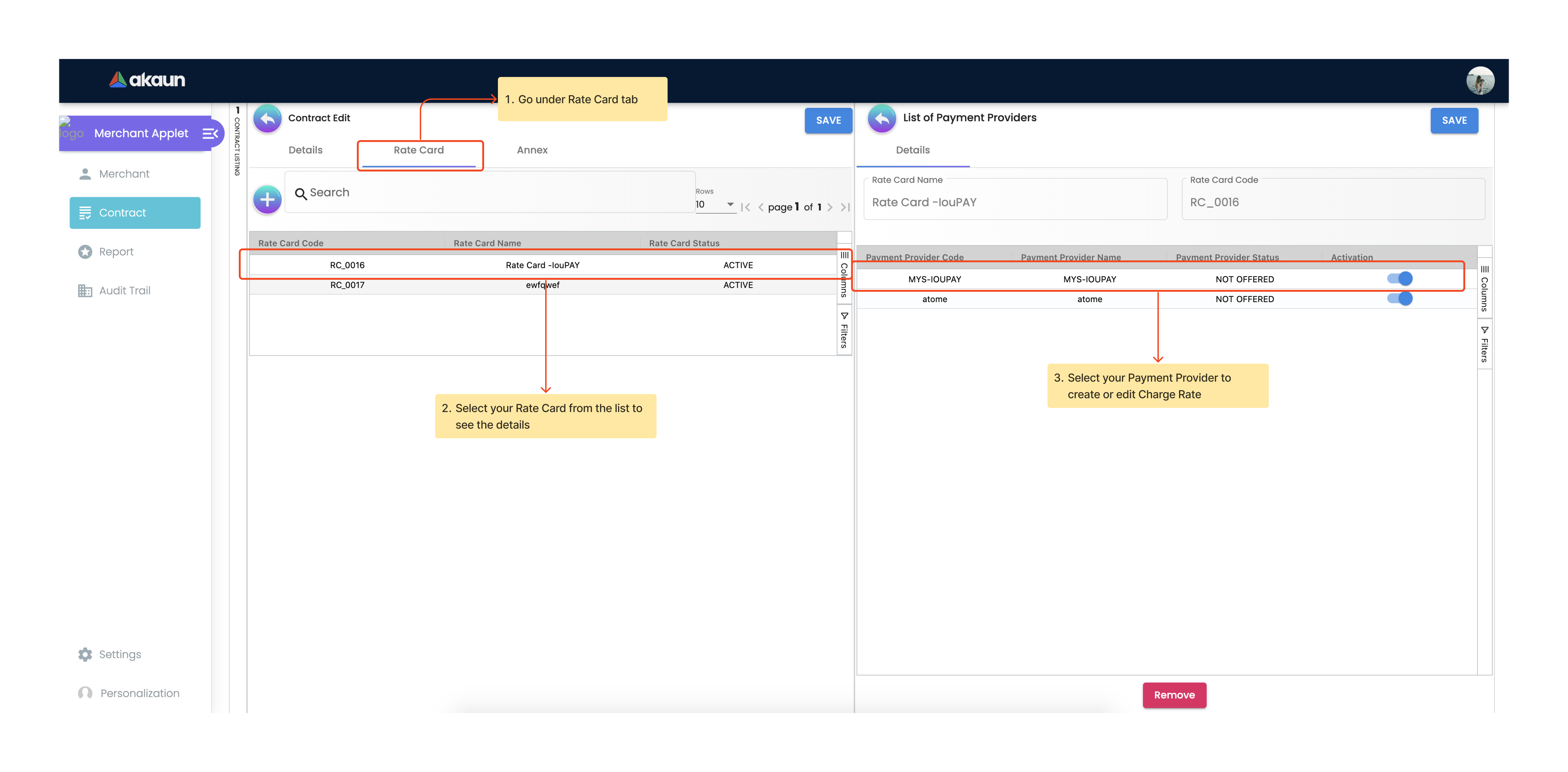 13 Merchant Admin Applet Editing Rate Card