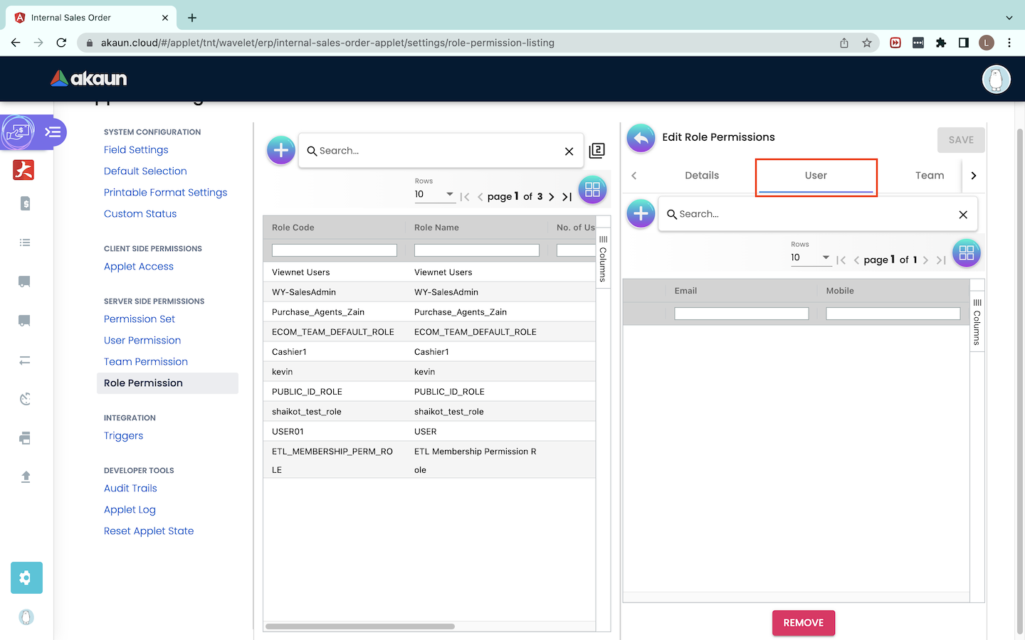 User Listing