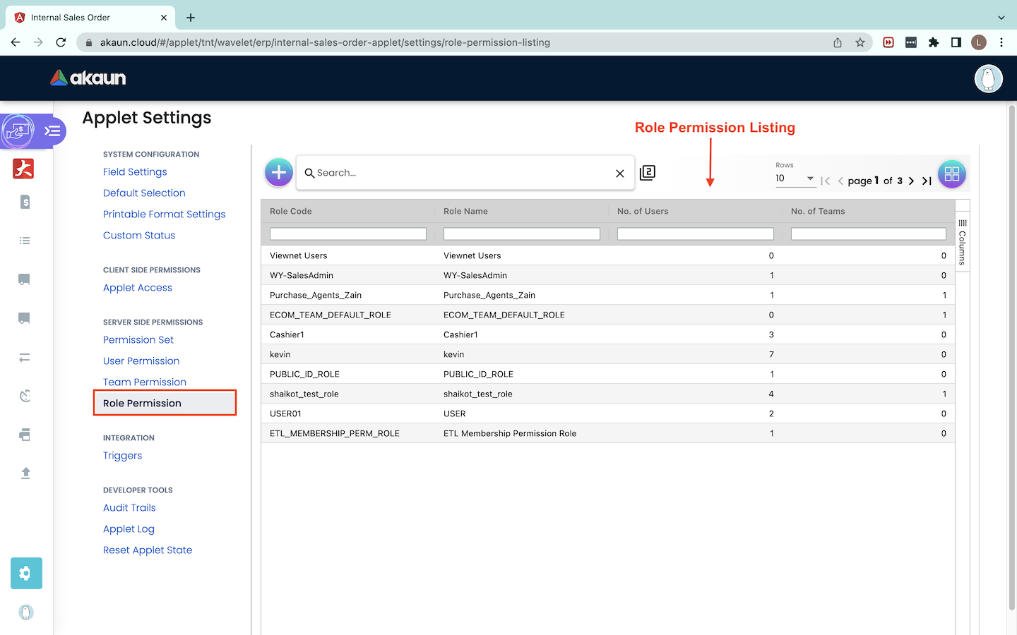 Permission Listing