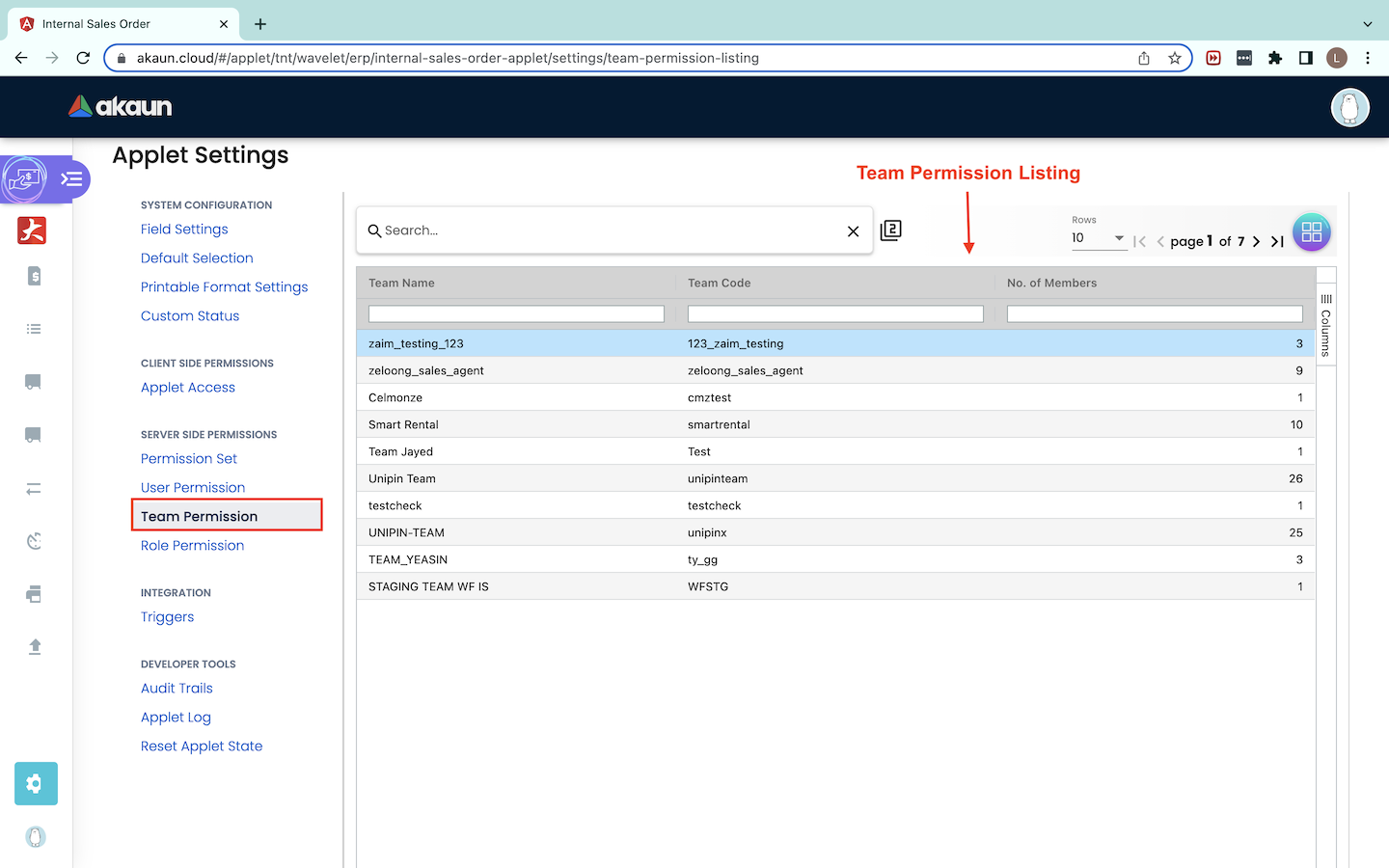 Permission Listing