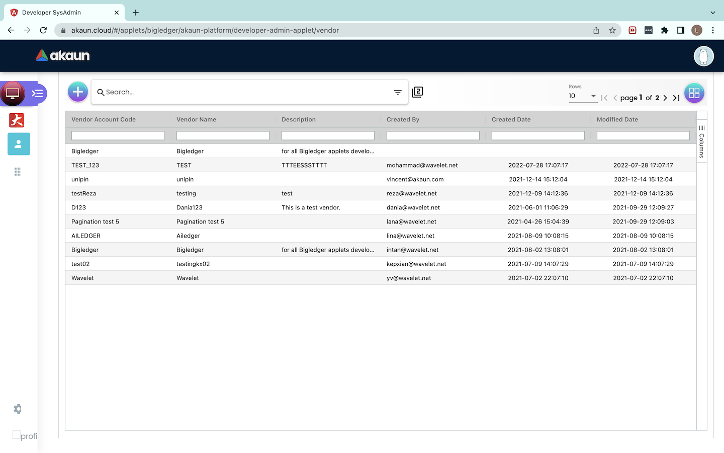 Vendor Listing