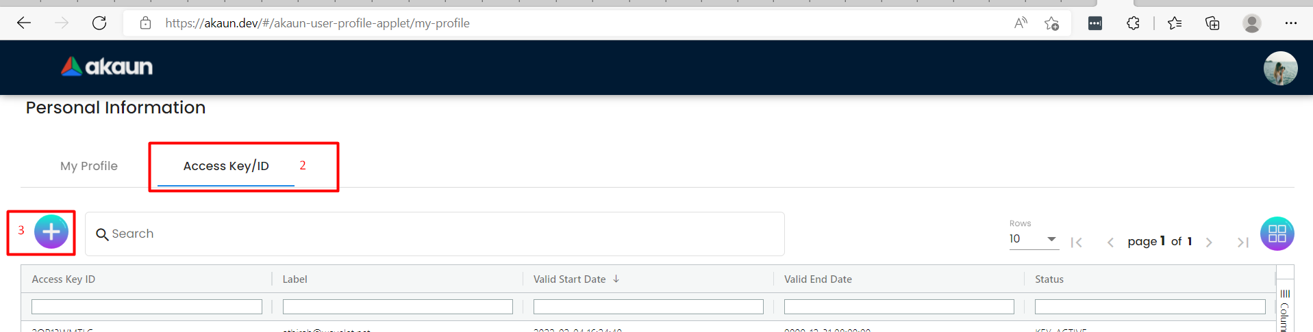 create access key and access id 2