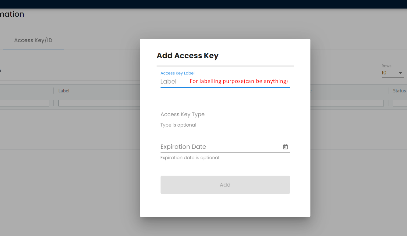 create access key and access id 3